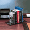 C-Line Four-Section Adjustable Book Tray, Metal, 17 x 8 5/8 x 6 1/2, Chrome/Woodgrain CLI30248