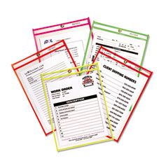 C-Line Stitched Shop Ticket Holder, Neon, Assorted 5 Colors, 9 x 12, 25/BX CLI43910