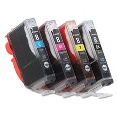 Canon CLI8 (CLI-8) Ink Tank, 4/Pack, Black; Cyan; Magenta; Yellow CNMCLI8