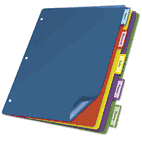 Cardinal Poly Index Dividers, Letter, Assorted, 5-Tabs/Set, 4 Sets/Pack CRD84018