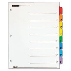 Cardinal QuickStep OneStep Bulk Index System, Title: 1-8, Letter, Multicolor, 24 Sets/Box CRD60838