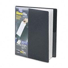 Cardinal SpineVue ShowFile Display Book w/Wrap Pocket, 24 Letter-Size Sleeves, Black CRD51232