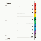 Cardinal Traditional OneStep Index System, 10-Tab, 1-10, Letter, Assorted, 10/Set CRD61018