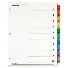 Cardinal Traditional OneStep Index System, 10-Tab, 1-10, Letter, Assorted, 10/Set CRD61018