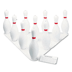 Champion Sports Bowling Set, Plastic/Rubber, White, 1 Ball/10 Pins/Set CSIBPSET