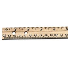 Charles Leonard Economical Beveled Wood Ruler w/Single Metal Edge, 12", Natural LEO77120
