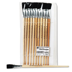 Charles Leonard Long Handle Easel Brush, Size 18, Natural Bristle, Flat, 12/Pack LEO73575