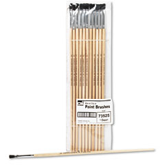 Charles Leonard Long Handle Easel Brush, Size 4, Natural Bristle, Flat, 12/Pack LEO73525