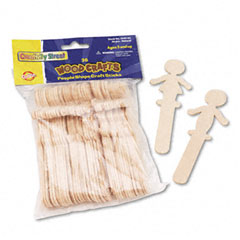Chenille Kraft People-Shaped Wood Craft Sticks, 5 3/8", Wood, Natural, 36/Pack CKC364502