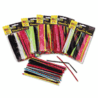 Chenille Kraft Regular Stems, 6" x 4mm, Metal Wire, Polyester, Assorted, 100/Pack CKC710001