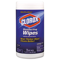 Clorox Disinfectant Wipes, Cloth, Lavender, 75 Wipes/Canister COX17614