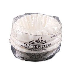 Coffee Pro Basket Filters for Drip Coffeemakers, 10 to 12 Cups, White, 200 Filters/Pack OGFCPF200