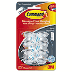 Command Cord Clip, Small, 1/4", w/Adhesive, Clear, 8/Pack MMM17302CLR