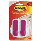 Command Designer Ball Hooks, Plastic, Pink, 2 Hooks with 4 Adhesive Strips per Pack MMM17084P