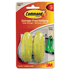 Command Designer Hooks, Plastic, Green Grass, 2 Hooks with 4 Adhesive Strips per Pack MMM17081GG