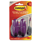 Command Designer Hooks, Plastic, Plum, 2 Hooks with 4 Adhesive Strips per Pack MMM17081P