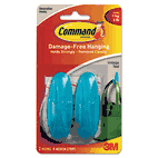Command Designer Hooks, Plastic, Vintage Teal, 2 Hooks with 4 Adhesive Strips per Pack MMM17081VT