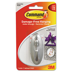 Command Plastic Hook with Metallic Finish, Traditional, Medium MMM17051BN