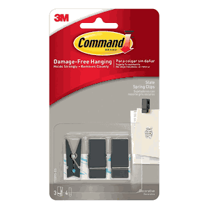Command Spring Clips, Slate, 3-Clips (17089S-ES)