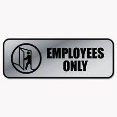 COSCO Brushed Metal Office Sign, Employees Only, 9 x 3, Silver COS098206