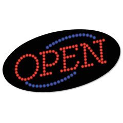 COSCO LED "OPEN" Sign, 10 1/2: x 20 1/8", Red & Blue Graphics COS098099