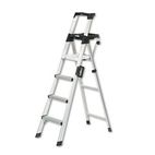 Cosco Six-Foot Lightweight Aluminum Folding Step Ladder w/Leg Lock & Handle, 300lb CSC2061AABLD