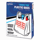 COSCO "Thank You" Bags, Printed, Plastic, .5mil, 11 x 22, White, 250/Box COS063036