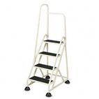 Cramer Four-Step Stop-Step Folding Aluminum Handrail Ladder, Beige CRA1041L19