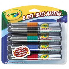 Crayola Dry Erase Markers, Chisel Tip, Assorted Colors, 8 Markers/Set CYO988628