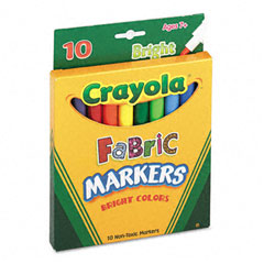 Crayola Fabric Markers, Ten Assorted Bright Colors, 10/Box CYO588623