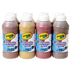 Crayola Multicultural Washable Paint Pack, 8 Assorted Colors, 8 oz, 8/Pack CYO54208W