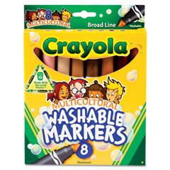 Crayola Washable Markers, Conical Point, Multicultural Colors, 8/Pack CYO587801