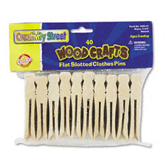 Creativity Street Flat Wood Slotted Clothespins, 3 3/4 Length, 40 Clothespins/Pack CKC368501