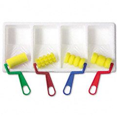 Creativity Street Foam Patterned Rollers with Paint Trays, Four Designs/Pack CKC9086