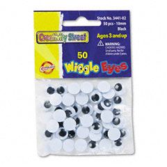Creativity Street Round Black Wiggle Eyes, 10mm, Black, 50/Pack CKC344102