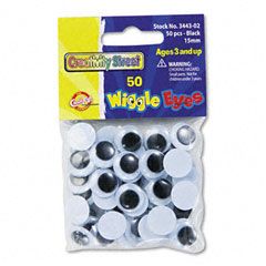 Creativity Street Round Black Wiggle Eyes, 15mm, Black, 50/Pack CKC344302