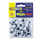 Creativity Street Wiggle Eyes Assortment, Assorted Sizes, Black, 100/Pack CKC344602