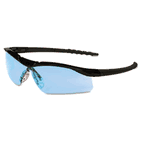 Crews Dallas Wraparound Safety Glasses, Black Frame, Light Blue Lens CRWDL113