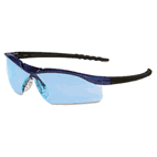Crews Dallas Wraparound Safety Glasses, Blue Metallic Frame, Light Blue Lens CRWDL313