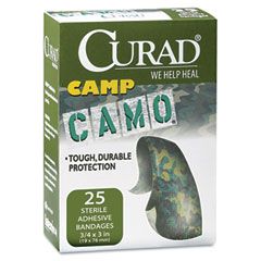 Curad Kids Adhesive Bandages, Green Camouflage, 3/4" x 3", 25/Box MIICUR45701