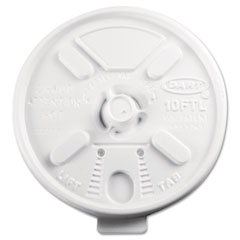 Dart Lift N' Lock Plastic Hot Cup Lids, Fits 10-oz. Cups, White, 100/Bag DRC10FTL