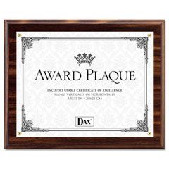 DAX Award Plaque, Wood/Acrylic Frame, fits up to 8-1/2 x 11, Walnut DAXN15818T