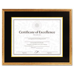 DAX Hardwood Document/Certificate Frame w/Mat, 11 x 14, Antiqued Gold Leaf DAX1511T