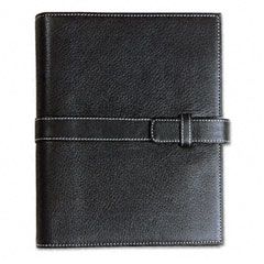 Day-Timer Pebble-Grain Leather Organizer Starter Set w/Slip-Tab, 5-1/2 x 8-1/2, Black DTM49359