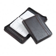 Day-Timer Sienna Simulated Leather Zippered Organizer Starter Set, 5-1/2 x 8-1/2, Brown DTM48532
