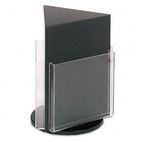 deflect-o Countertop Revolving Literature Racks, 3 Compartments, 10-1/4w x 13h, Black DEF592804