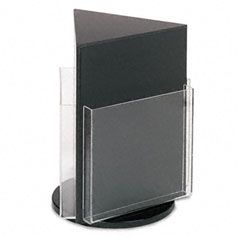 deflect-o Countertop Revolving Literature Racks, 3 Compartments, 10-1/4w x 13h, Black DEF592804
