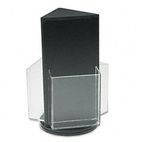 deflect-o Countertop Revolving Literature Racks, 3 Compartments, 7-1/2w x 10-3/4h, Black DEF592704