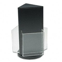 deflect-o Countertop Revolving Literature Racks, 3 Compartments, 7-1/2w x 10-3/4h, Black DEF592704