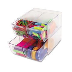 deflect-o Desk Cube, with Four Drawers, Clear Plastic, 6 x 7-1/8 x 6 DEF350301